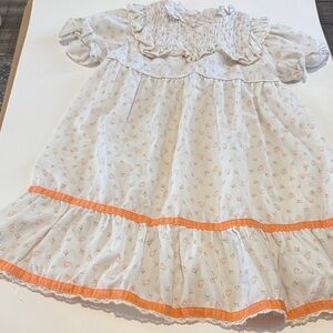 Floral Ruffle Dress with Orange Accents